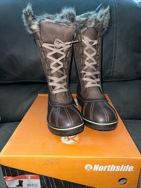 Northside Women's 8 Bishop chocolate Faux-Fur Lined Winter Boots